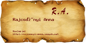 Rajcsányi Anna névjegykártya