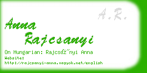 anna rajcsanyi business card